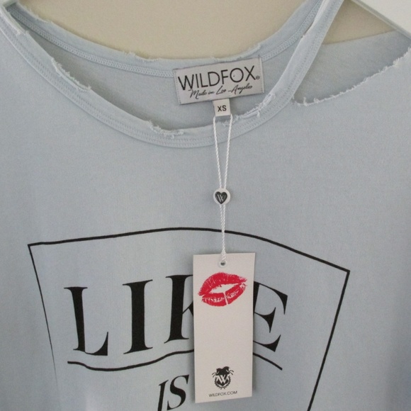 Wildfox | Light Blue Distressed Top T-Shirt - Picture 5 of 7